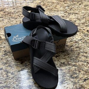 Chaco Black and Gray Strappy Sandals